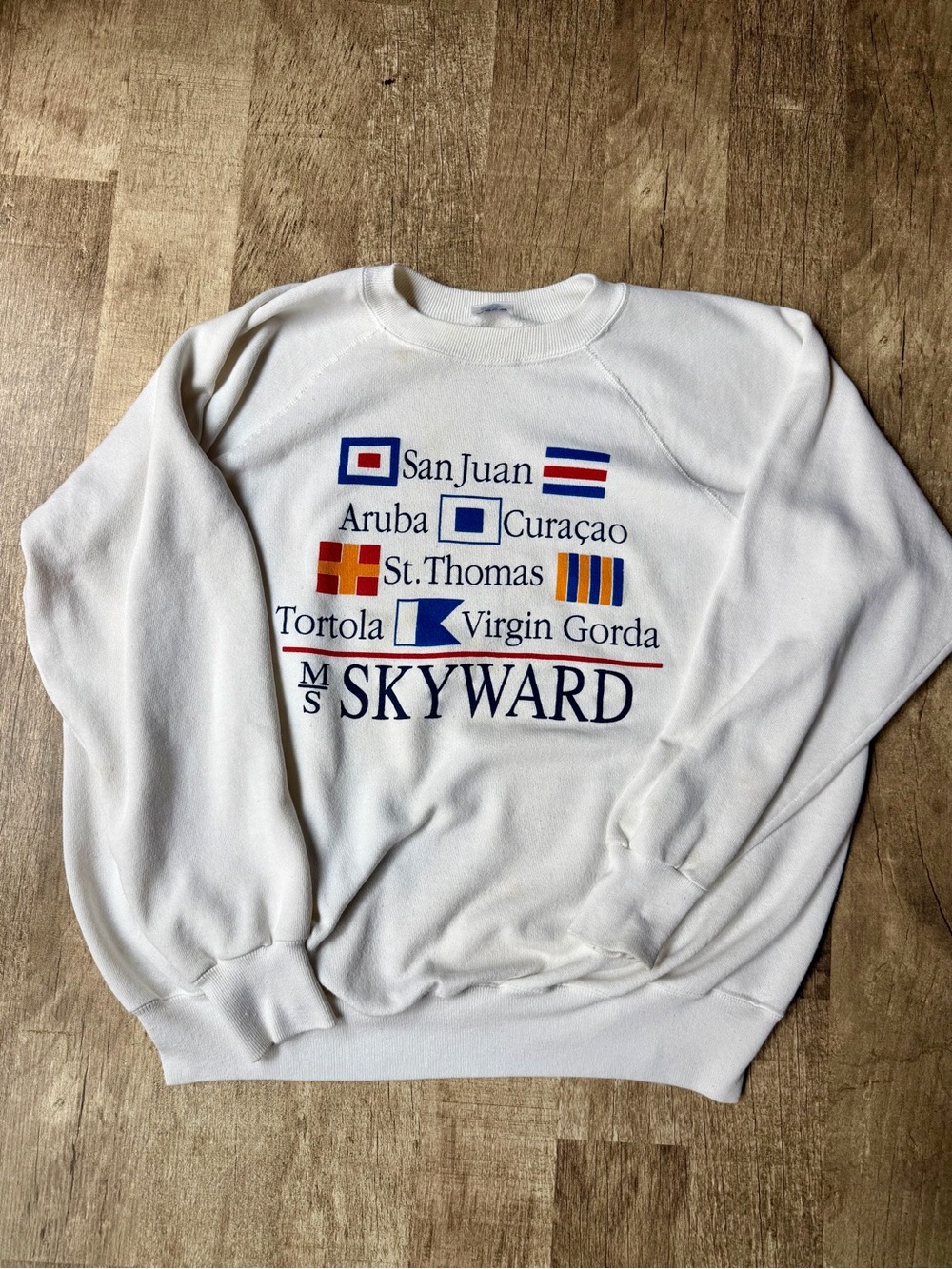 Vintage M/S Skyward Caribbean Cruise Flag Graphic Sweatshirt